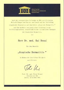 DDA Zertifikat atopische Dermatitis Dr. Kai Rezai